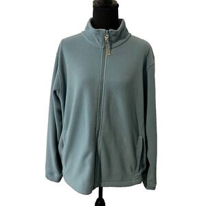 Womens Woolrich Fleece Jacket XL Light Teal Front‎ Zip 2 Pockets Warm Cozy